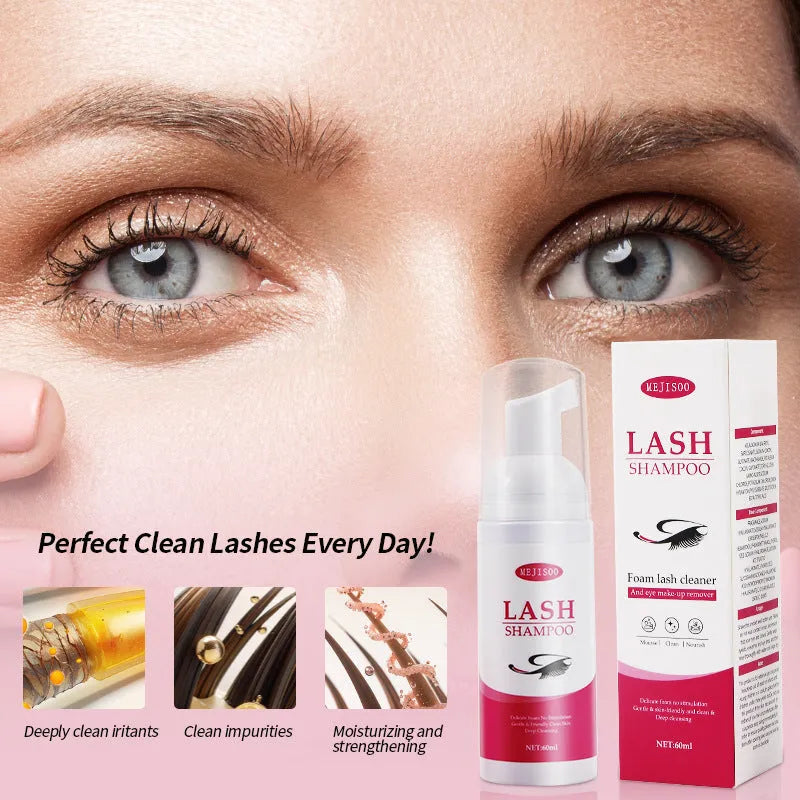 LASH SHAMPOO Mousse Eyelash Cleaning Solution 60ml in 3.7cm diameter bottle