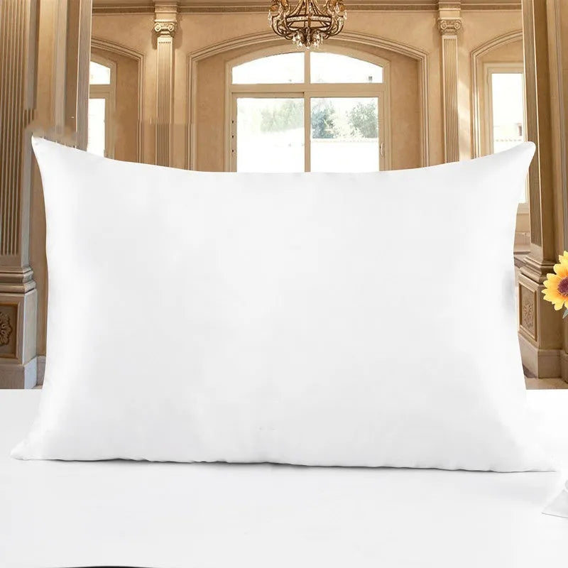 19 M double-sided silk pillowcase in apricot colour showing smooth texture and dimensions