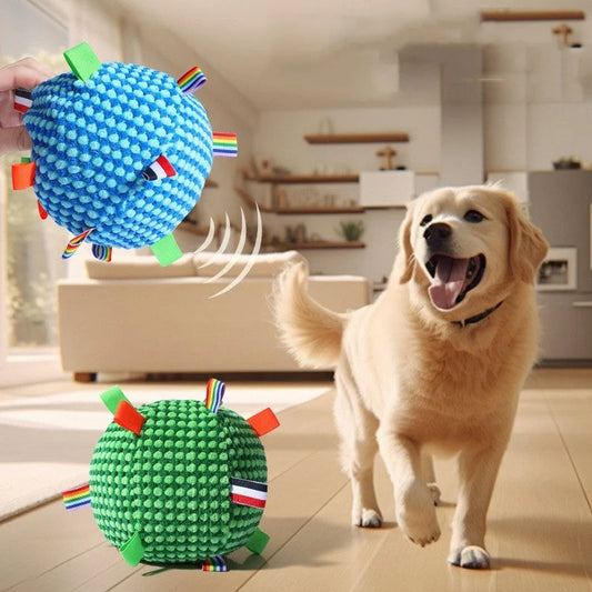 17cm blue and green pineapple lattice dog toy with textured chewing surface
