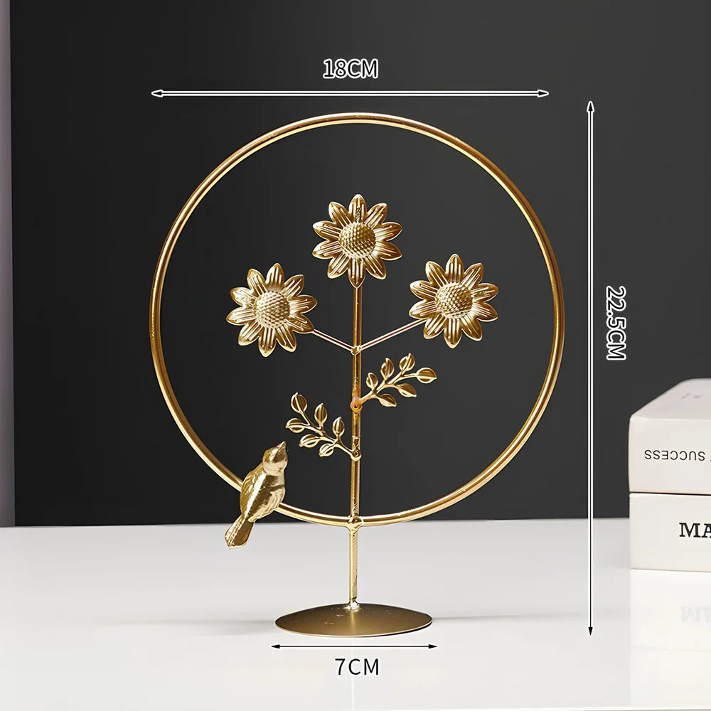 Nordic geometric wrought iron ornament with copper finish measuring 15x20cm