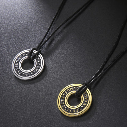 Stainless steel Norse rune necklaces with various Viking symbols and designs