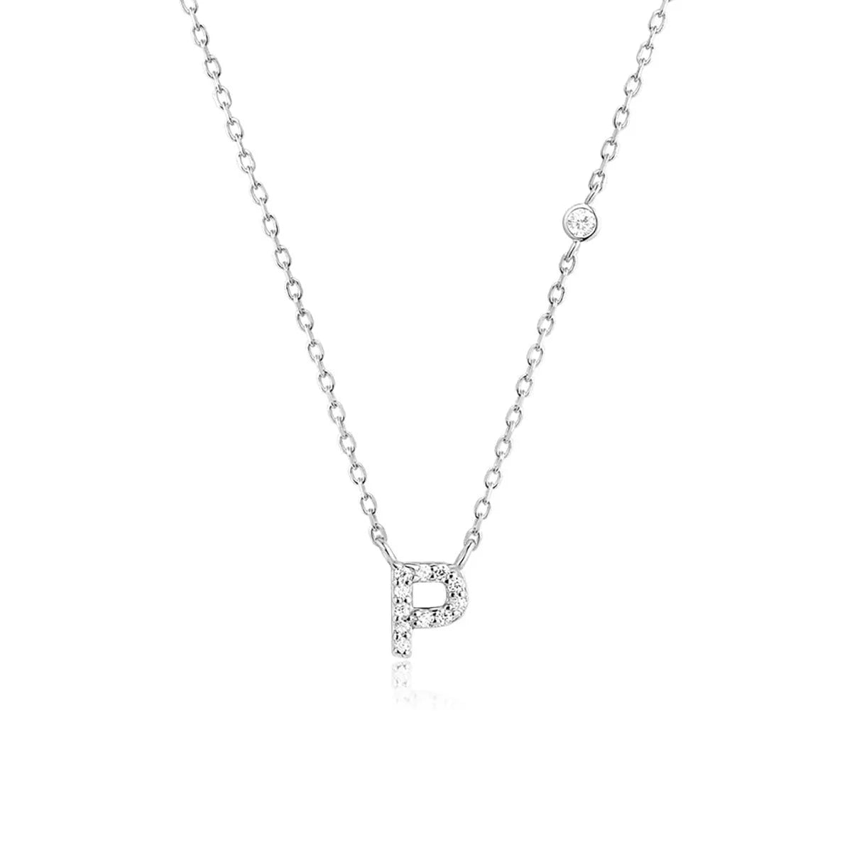 Custom Initial Necklace with sparkling CZ pendant, available in gold or silver finish