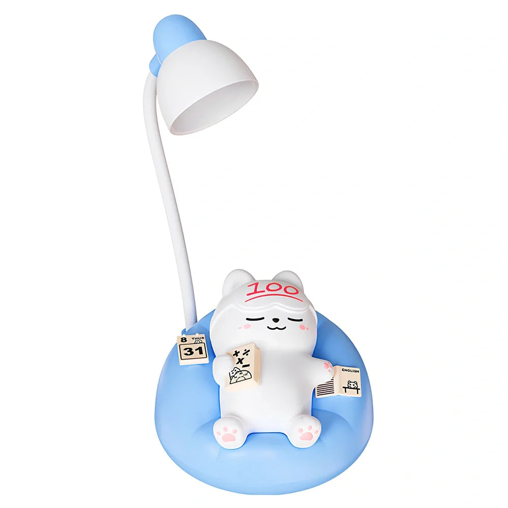 Sleeping cat shaped night lamp with USB charging port and soft LED illumination