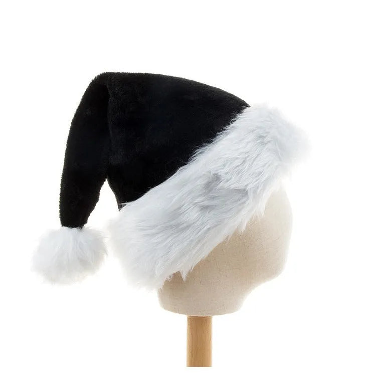 Christmas plush hat in white and black or red and black colour combinations