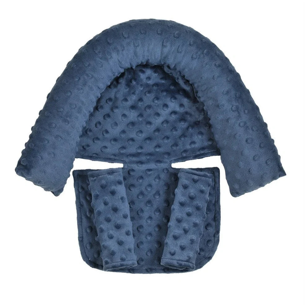 Babies' shaping headrest pillow in white with two grey belts, 170g polyester and PP Cotton for newborn head support