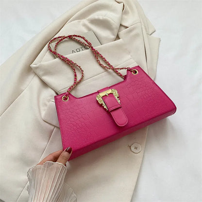 Women's PU small square crossbody shoulder bag with single strap, sandwich pocket, and phone bag in black, white, green, orange, or rose pink