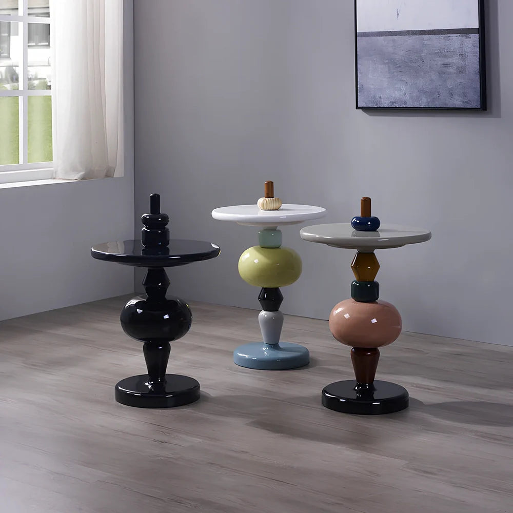 Nordic minimalist side table with 45cm diameter wood top and stainless steel base