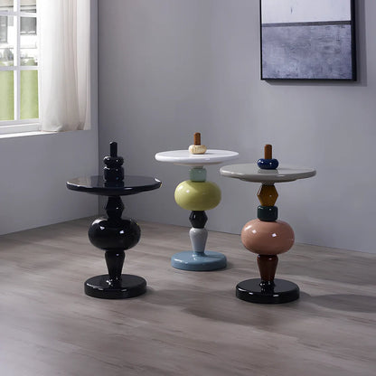 Nordic minimalist side table with 45cm diameter wood top and stainless steel base