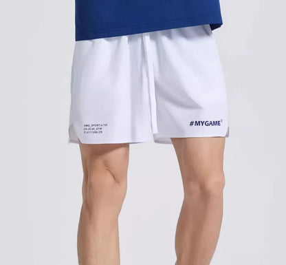Men's training fitness shorts in blue, black, gray or white with moisture-wicking fabric