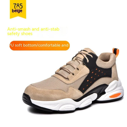 Black mesh breathable labour insurance shoes with PU soft sole for industrial safety