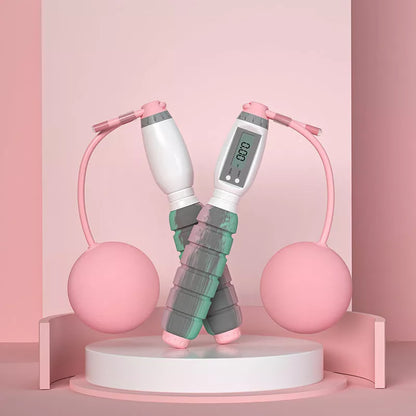 Intelligent counting jump rope with adjustable length and optional weight ball for fitness training