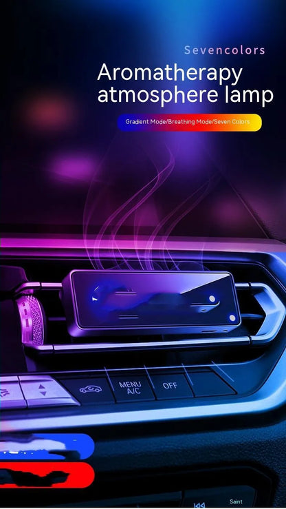 Black automobile aromatherapy air outlet ambience light with LED and fragrance sticks for car vents