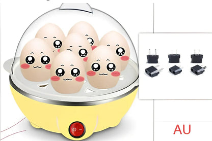 Blue intelligent egg cooker with transparent lid and measuring cup for steam cooking
