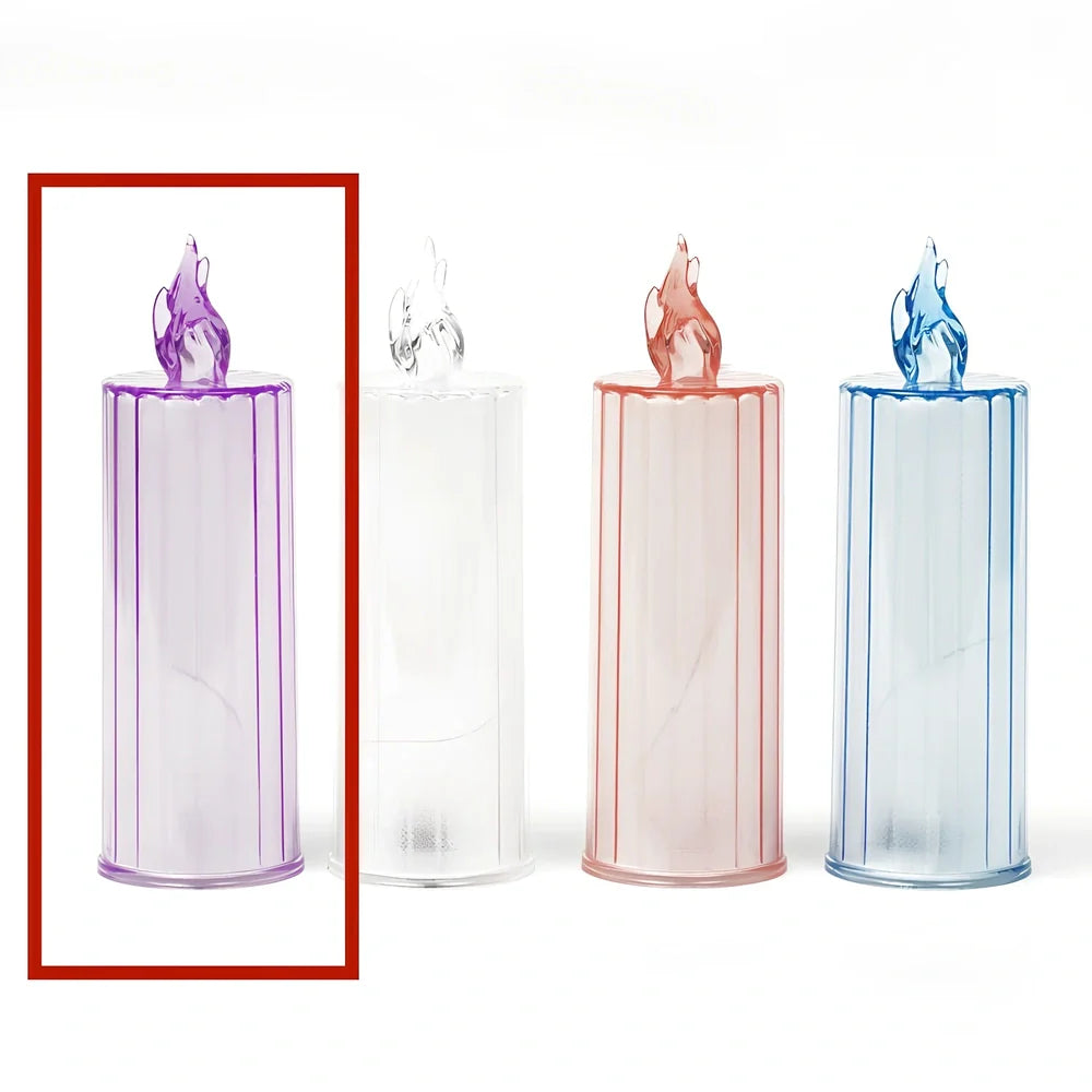 LED electronic candle light in transparent colour with diamond pattern, 15cm height