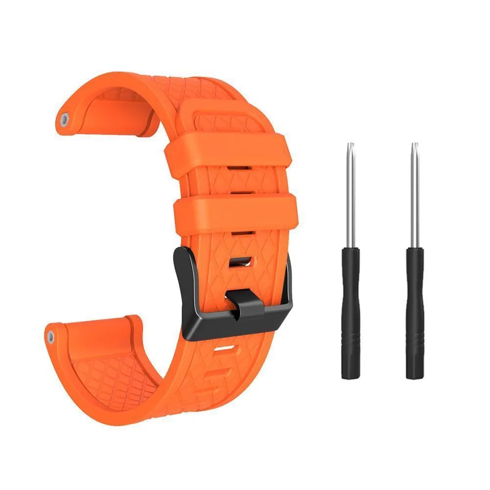 Black silicone watch strap with stainless steel fittings for Jiaming 26mm watch cases