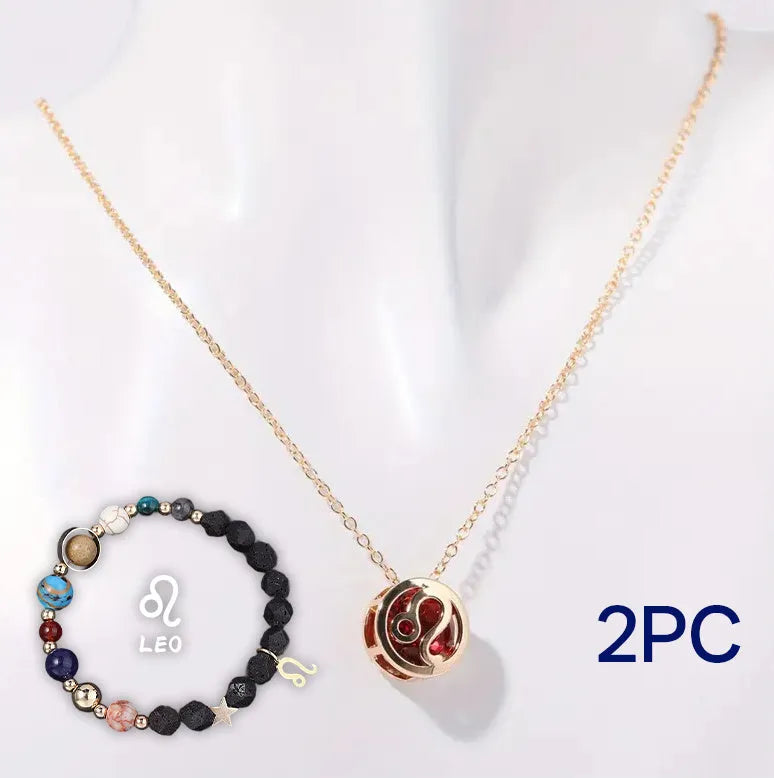 Natural stone beaded necklace and matching bracelet jewellery set with semi-precious gemstones