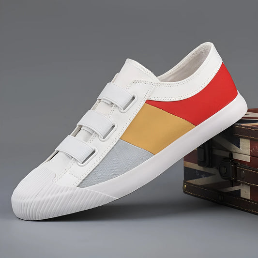 Men's canvas casual sneakers with elastic band fastening and vulcanised rubber sole in multiple colour options