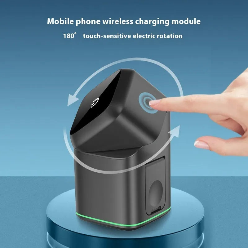 Mobile phone magnetic wireless charging stand with touch electric rotation, 180-degree adjustable charging angle, universal style suitable for various devices, includes Type-C cable and charger