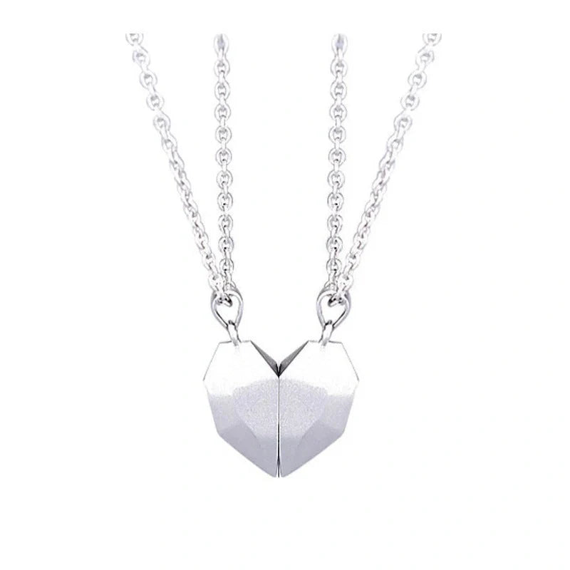 Elegant magnetic couple heart pendant necklace in various colors, featuring a unique magnetic design and premium gold-plated materials