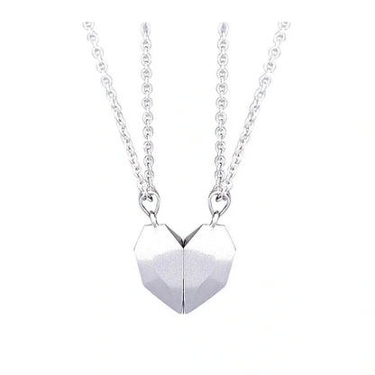 Elegant magnetic couple heart pendant necklace in various colors, featuring a unique magnetic design and premium gold-plated materials