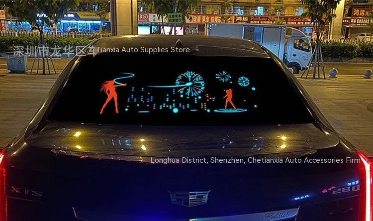 90cm by 25cm car voice control rhythm light with electroluminescent panel showing music-synchronised patterns