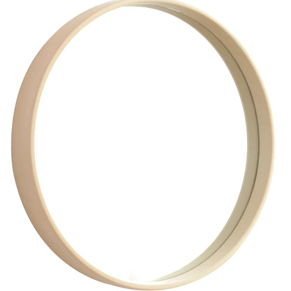 Solid wood circular bathroom mirror with float silver glass in natural wood colour frame