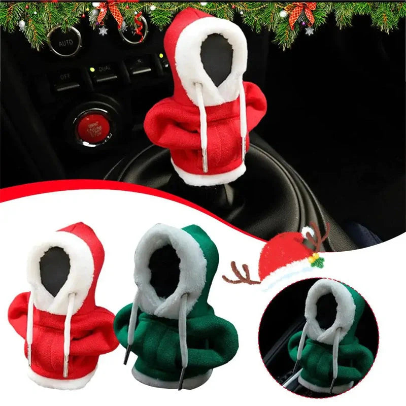 Handmade Christmas Hoodie Car Gearshift Cover in red and green