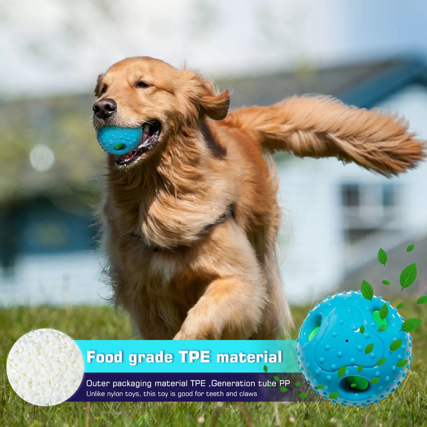 Blue Pet Squall Ball Dog Playmate Sound Relieving Toy, 12.5cm diameter