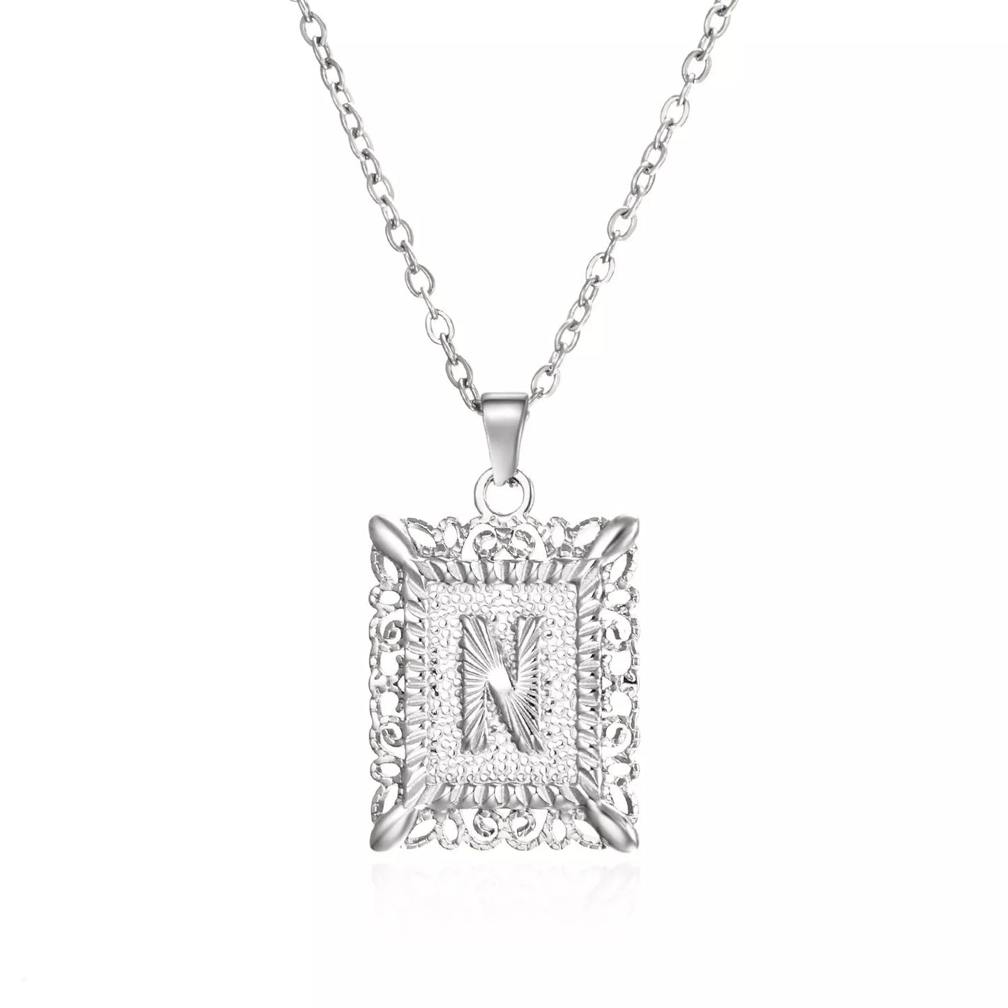 Personalized initial letter necklace in gold or steel, featuring any letter from A to Z