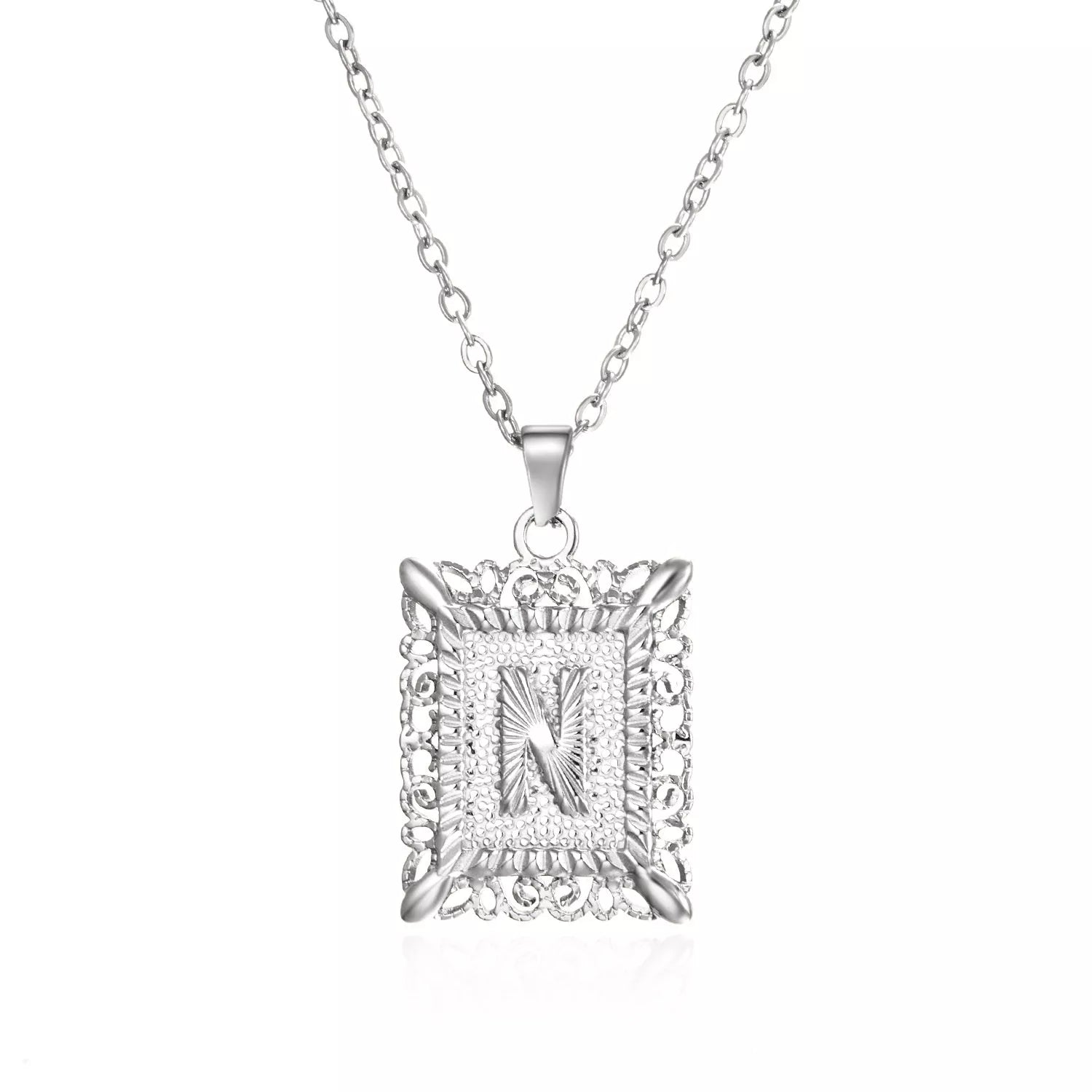 Personalized initial letter necklace in gold or steel, featuring any letter from A to Z