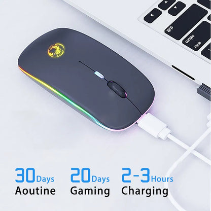 Black or white wireless silent mouse with charging light, dimensions 112x57x25mm, showing adjustable DPI switch.