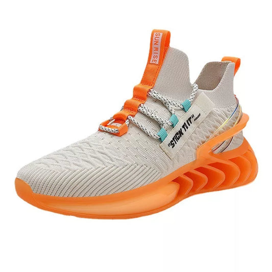Blade Men's Summer Mesh Sports Shoes in black, orange, and blue