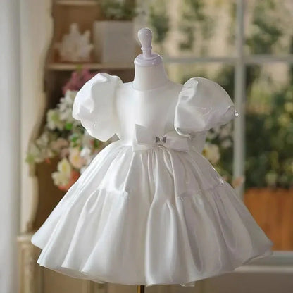 Little girl piano performance costume in acetate fibre fabric with height sizing options