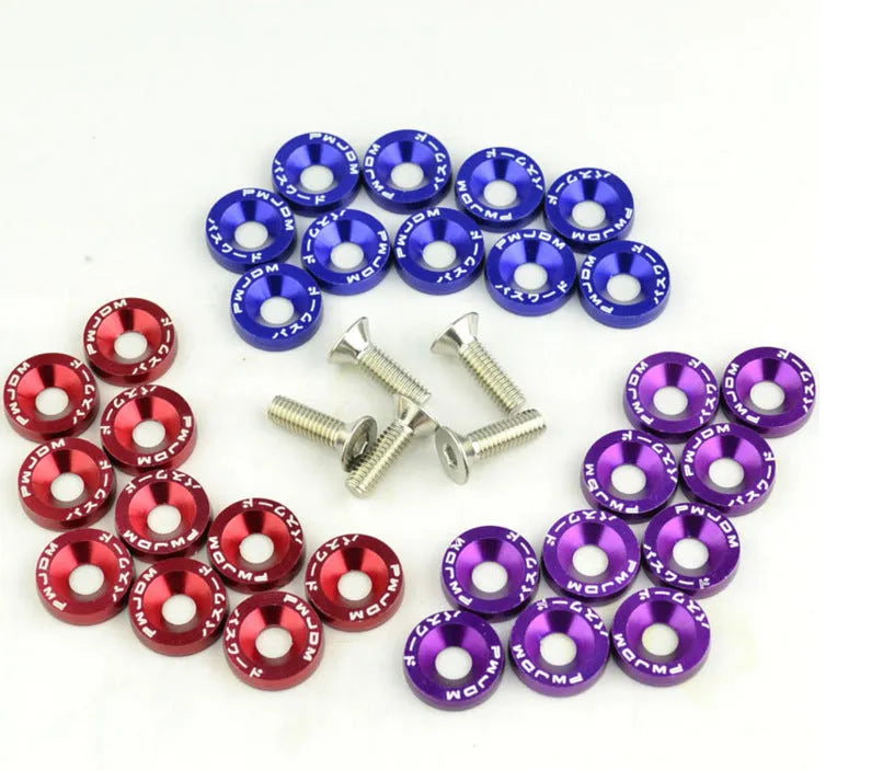 Car modification gasket screw kit showing screws in 8 different colours