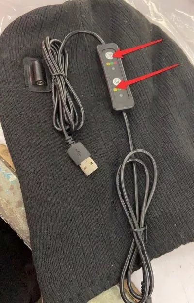 Heated cotton hat with intelligent temperature adjustment in wine red, grey, and black