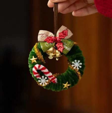 DIY felt Christmas tree braided stick material package for an 8cm flower wreath in Christmas wreath colours