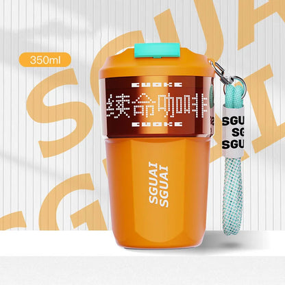 316 stainless steel portable coffee cup with 50mL capacity in blue, grey, orange, white, and purple colour options.