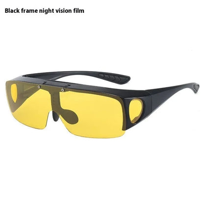 Polarised sunglasses with one-piece myopia lenses in black and grey, suitable for mountain climbing and biking activities.