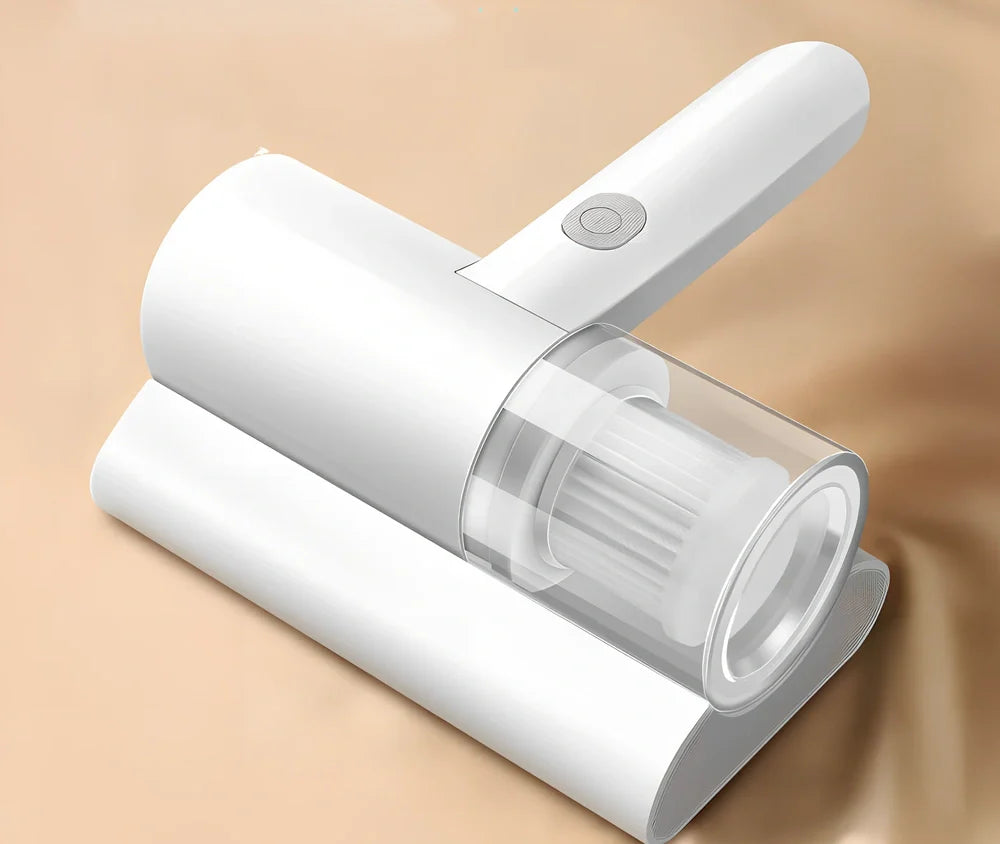 White wireless mite removal instrument with UV sterilisation for bedding cleaning