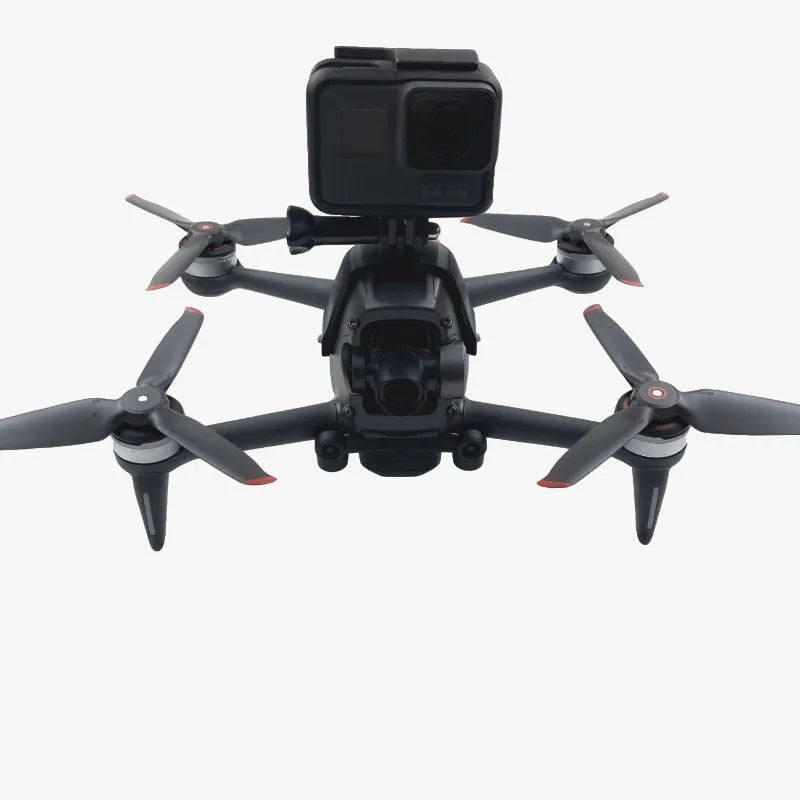 3D-printed hard plastic drone expansion bracket with soft sponge contact for GoPro camera mounting