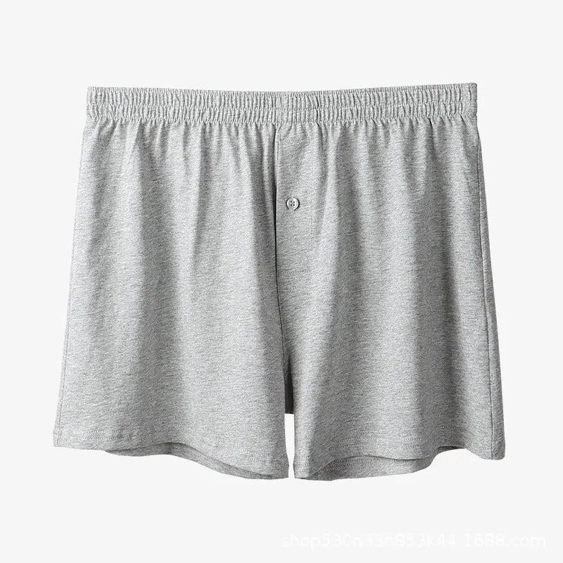 Men's cotton boxer shorts in black colour showing loose fit and high waist design