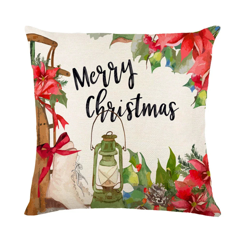 Festive throw pillow covers with various snowflake designs for Christmas home decor