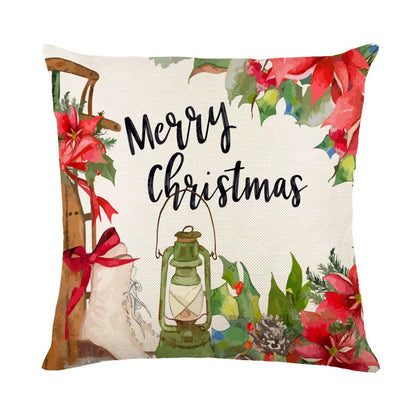 Festive throw pillow covers with various snowflake designs for Christmas home decor