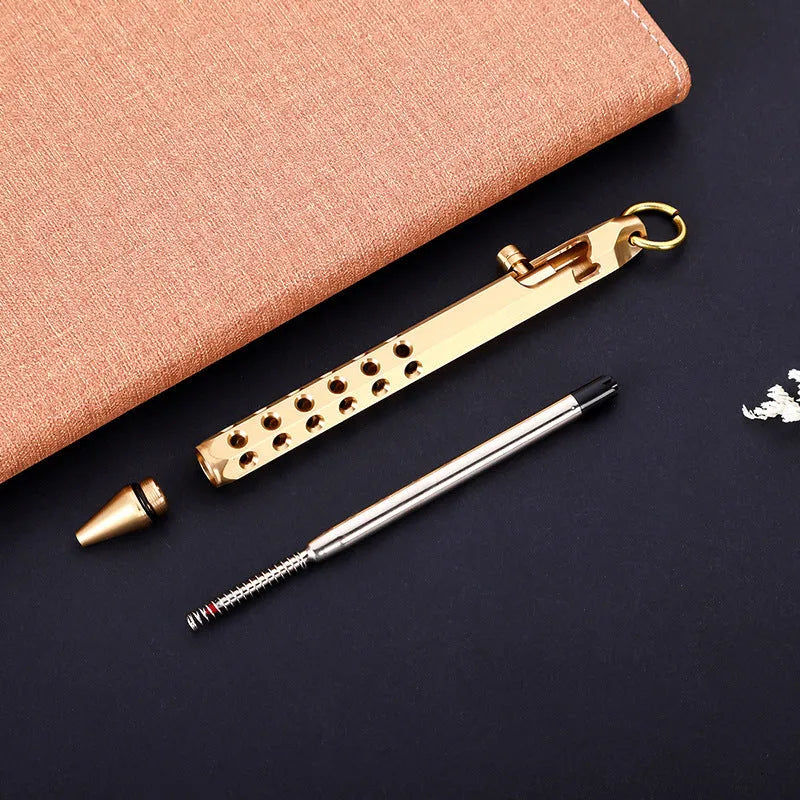 Brass hexagonal bolt action roller pen with 0.5mm tip in natural or black finish