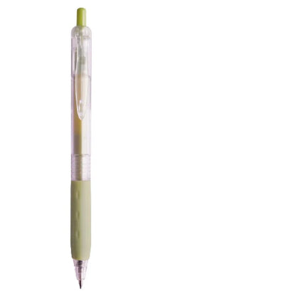 Bullet gel pen with 0.5mm tip, black ink and plastic barrel, shown in blue, green, grey, pink and yellow pen colours