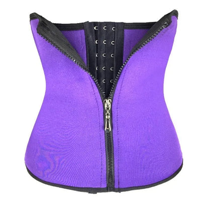 Neoprene belly band body shaping corset in black, shown wrapped for abdominal support during exercise