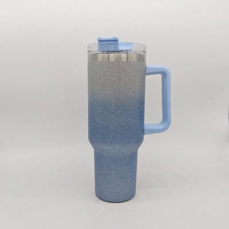 Stainless steel vacuum insulation cup with gradient colour, 27.5cm tall with 10cm wide mouth opening