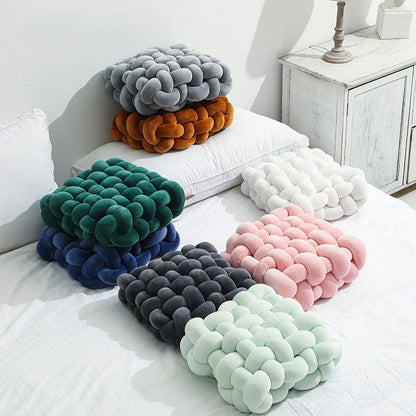 Creative Home Woven Square Plush Cushion in various colors with novel weaving design