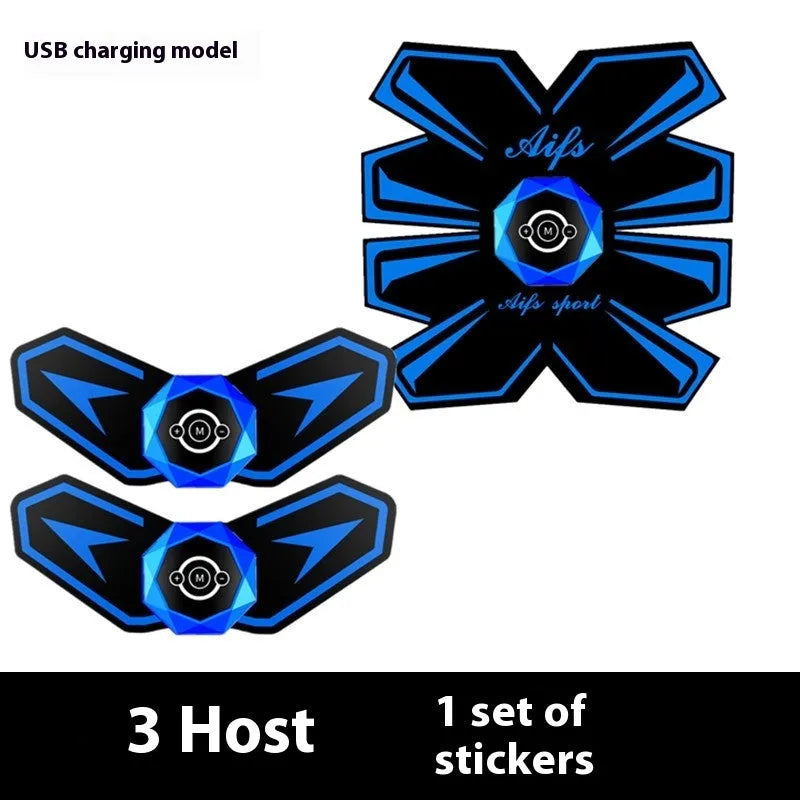 Eight-piece abdominal waist reduction massage patch set in a choice of colours including black and blue.