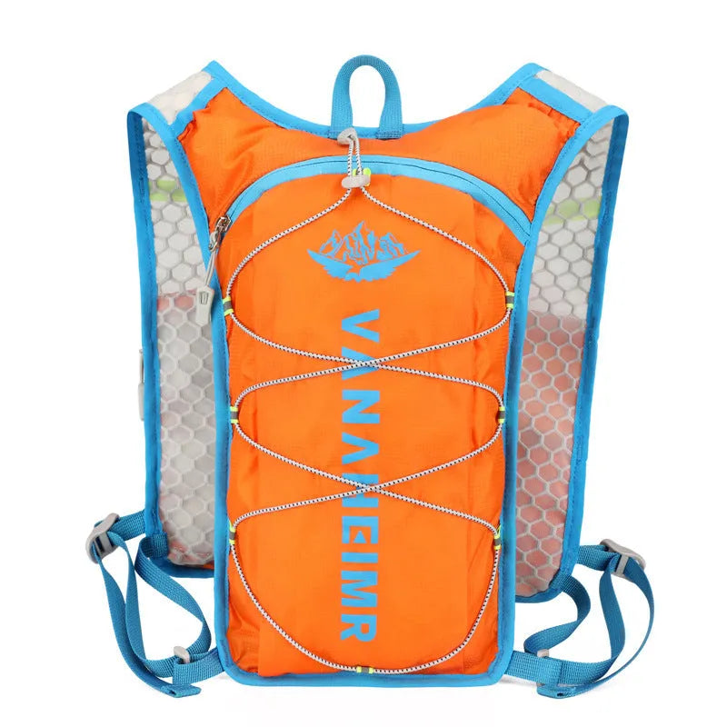 Ultra-light solid-colour outdoor backpack with air pillow belt back system in streamer orange.